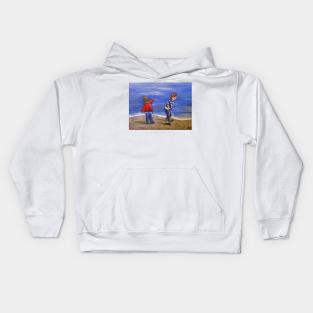 Playing on the beach Kids Hoodie